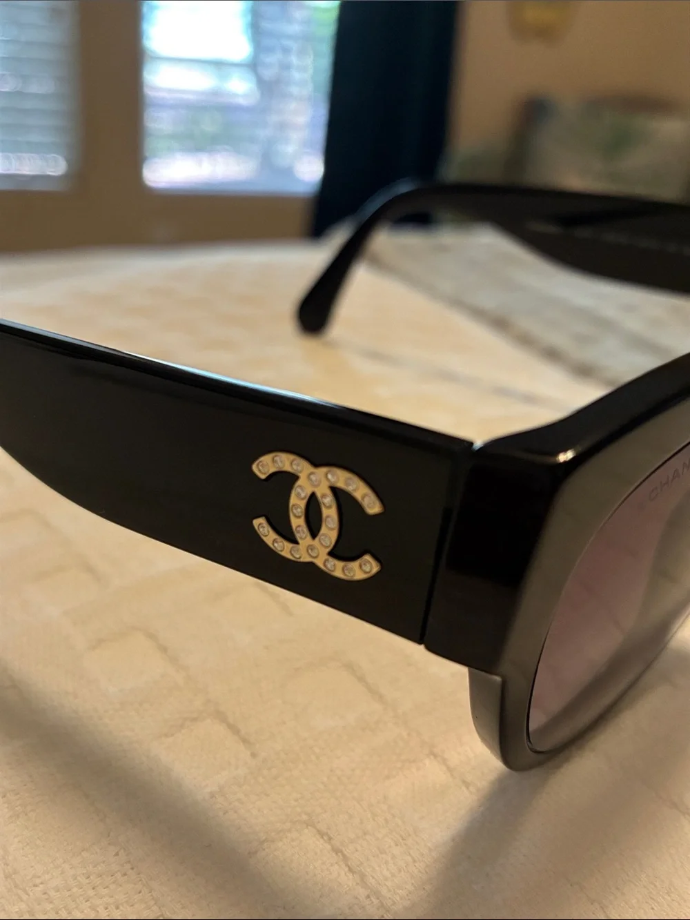 CHANEL Black Sunglasses CH5498B C622S6 Rhinestone CC Logo